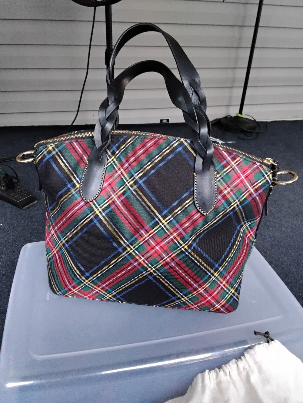 NWOT: Dooney & Bourke Large Windsor Celeste Tartan Plaid Satchel - Picture 2 of 7